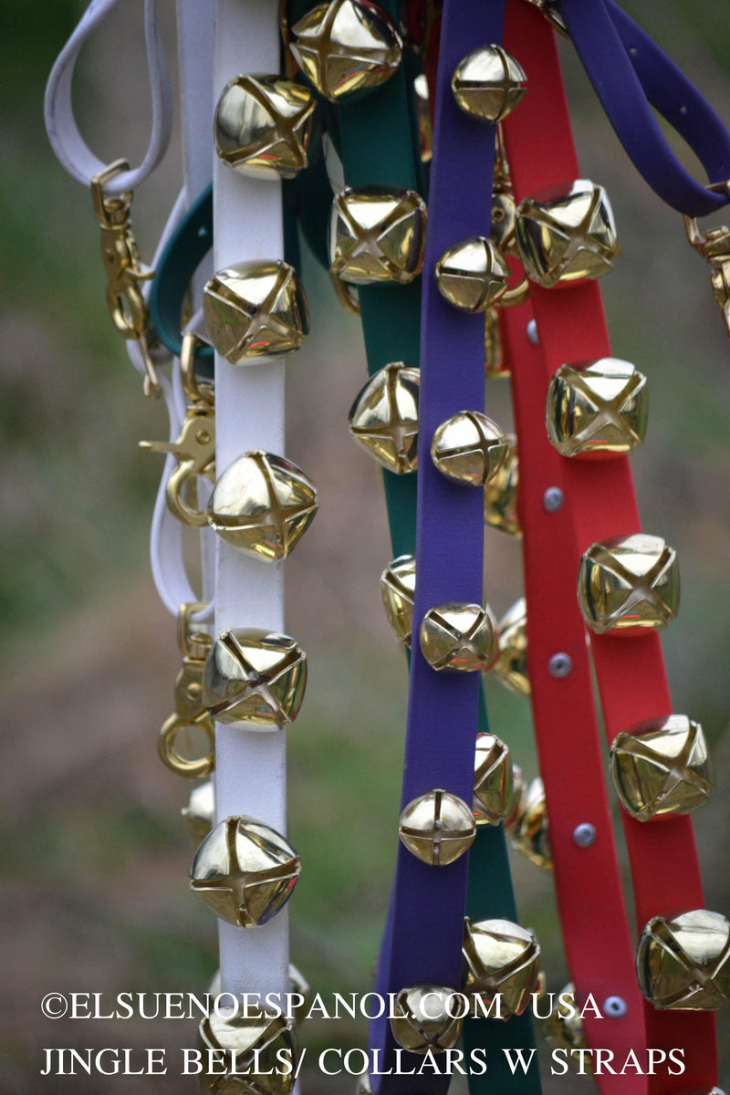 Biothane Jingle Bell Collars / Gold Bells El Sueno Espanol