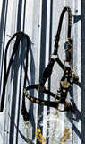 Leather Halter with Solid Brass Ornaments, Portuguese Buckles & Keepers