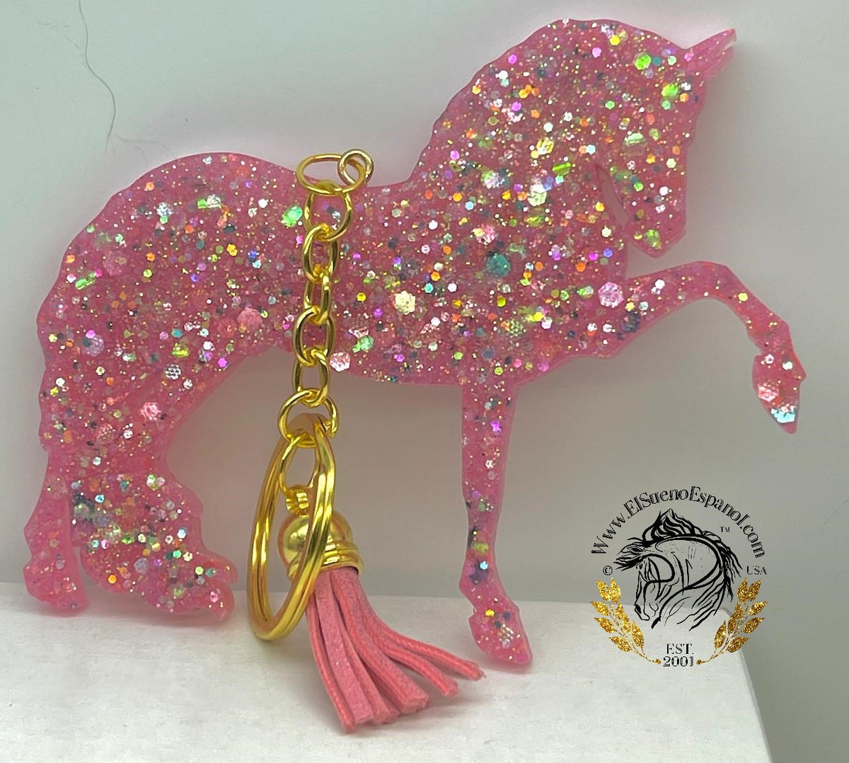 Friesian Penelope Pink | Sparkle Glitter Confetti Horse Keychain – El ...