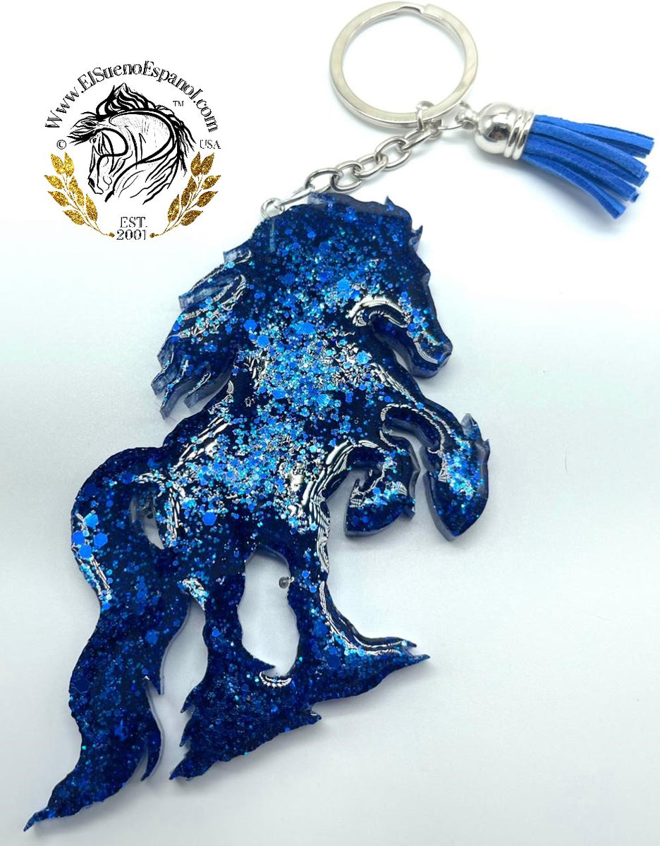 Royal Blue | Sparkle Glitter Confetti Horse Keychain – El Sueno Espanol